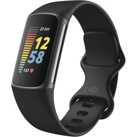 Restored Fitbit Charge 5 Fitness Tracker - Black/Graphite Stainless Steel (Refurbished)