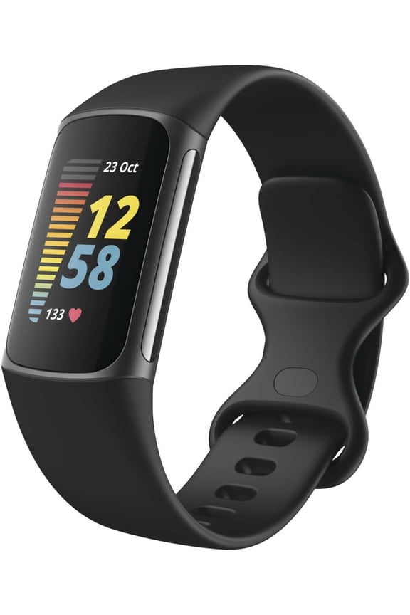 Restored Fitbit Charge 5 Fitness Tracker - Black/Graphite Stainless Steel (Refurbished)