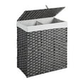 thumbnail image 1 of Cesta de lavandería ropa sucia cesta 2 divisores con organizador de tapa cesta de almacenamiento de cestería de lavandería independiente para sala de Gris, 1 of 8
