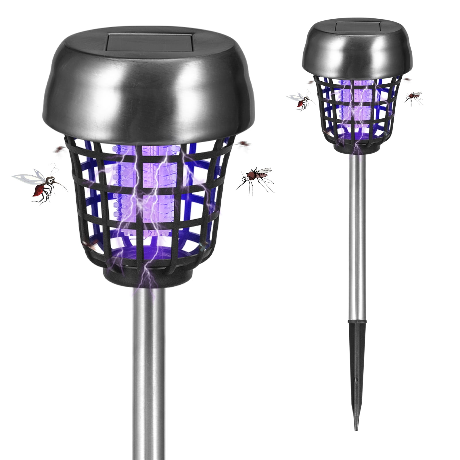 KingFurt Solar Bug Zapper Outdoor & Patio Mosquito Killer, 4-Pack Stainless Steel, Waterproof Lighting Lamp