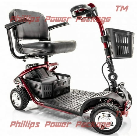 Golden Technologies - LiteRider - Lightweight Travel Scooter - 4-Wheel - Red - PHILLIPS POWER PACKAGE TM - $500 VALUE
