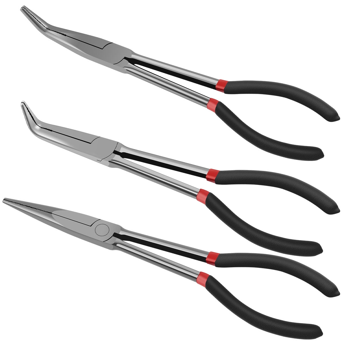 NKTIER 3/5Pcs Needle Nose Pliers Set 11in Carbon Steel Long Reach
