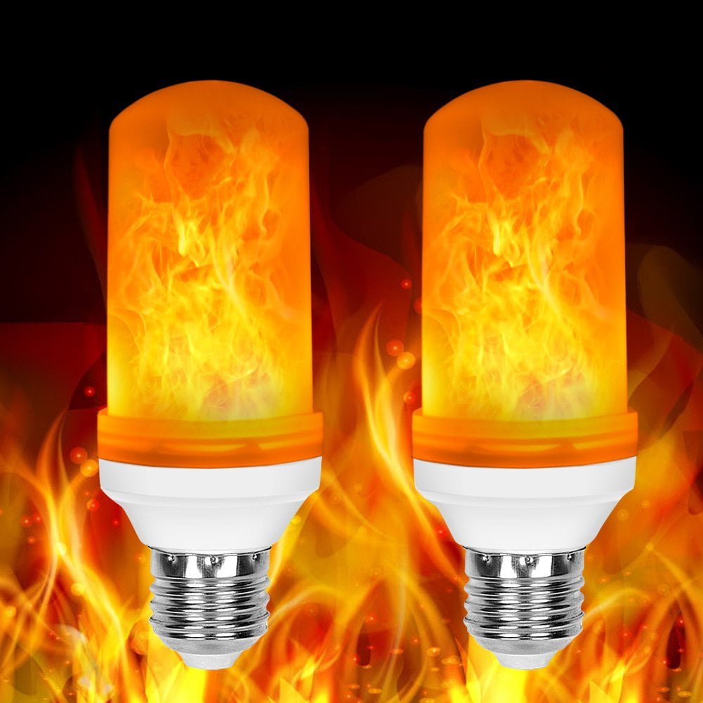 2 Pack LED Flame Effect Simulated Flicker Nature Fire Bulbs Light Decor E27 Lamp 