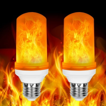 2 Pack LED Flame Effect Fire Light Bulbs E26 Flickering Fire Atmosphere Decorative