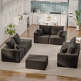 thumbnail image 3 of Lacoo Expandable Modular Sofa Collection, Thick Corduroy Upholstered Modular Sectional Couch with Ottoman, Customizable Seating for Small & Large Spaces, Black, 3 of 7