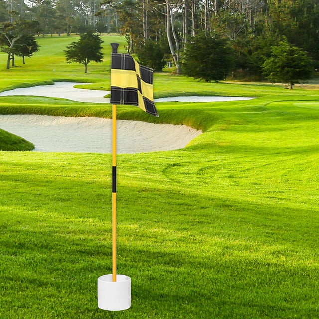 Bandera y copa de Agujero shamjiam para Práctica de golf Portátil amarillo negro