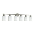 thumbnail image 2 of 39” Modern 6-Light Vanity Wall Sconce  Brushed Nickel Finish with Frosted Glass Shades for Bathroom or Hallway Lighting (No Bulbs), 2 of 6