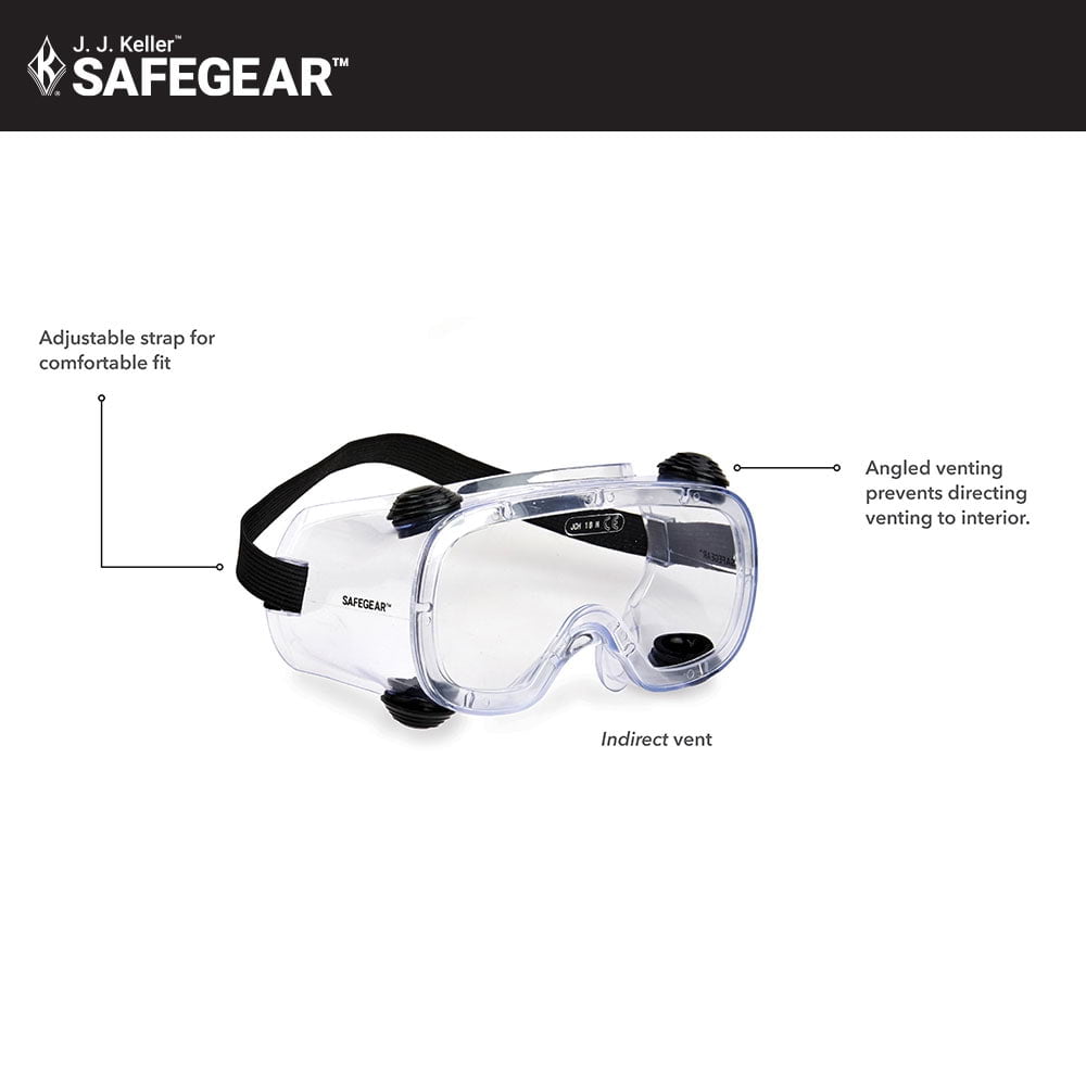 SAFEGEAR Indirect Vent Safety Goggles 5-pk. - Anti-Fog & Anti-Scratch Safety Glasses for Men & Women, Clear Frame, Adjustable Strap - ANSI Z87.1 Compliant, Lightweight, Comfortable