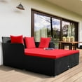 thumbnail image 5 of Patiojoy Patio Rattan Daybed with 4 Pillows Cushioned Sofa for Outdoor Red, 5 of 10