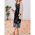 thumbnail image 4 of KISSGAL Women Nightgowns Long Sleeve Sleepshirts Pleated Long Nightdress V Neck Curved Hem Night Gown Sleepwear with Pockets, 4 of 6