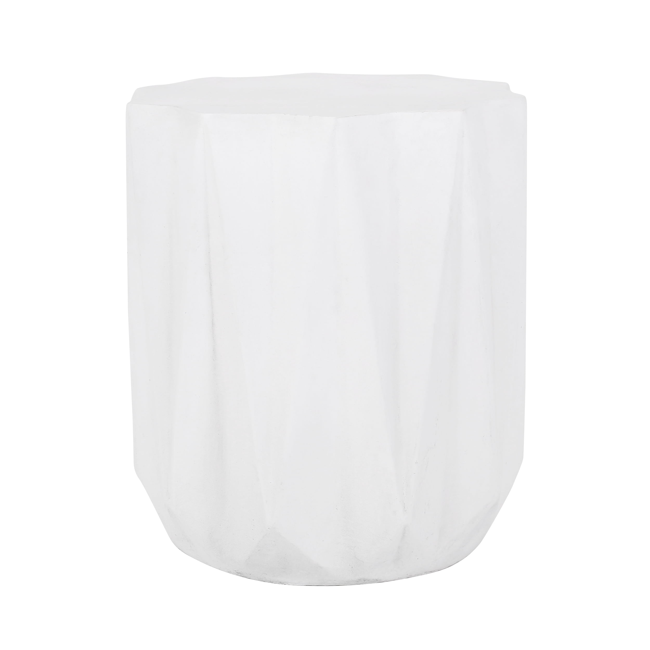 Mintazer Lightweight Concrete Side Table with Geometric Design, Modern Minimalist End Table for Indoor & Outdoor, Antique White