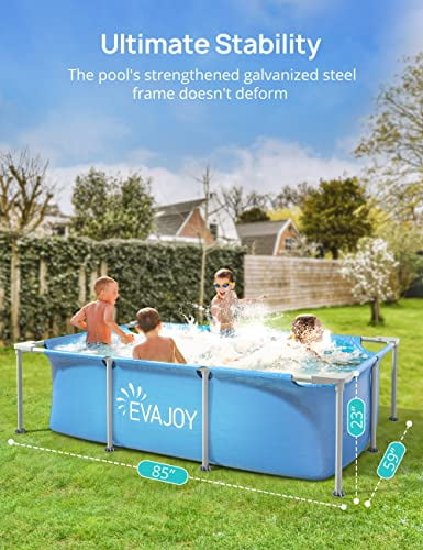 EVAJOY 85in x 23in x 59in Metal Frame Swimming Pool - Blue/Gray