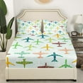 thumbnail image 2 of Airplane Queen Size Bedding Set Teens ,Abstract Aircraft Print Fitted Sheet Cartoon Aircraft Aviation Art Bed Sheets Abstract Jet Plane Sheets Room Home Decor,3Pcs, 2 of 4