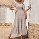 thumbnail image 2 of Vestido maxi largo con estampado de manga corta y cuello redondo bohemio para mujer Fridja bnh3501, 2 of 9