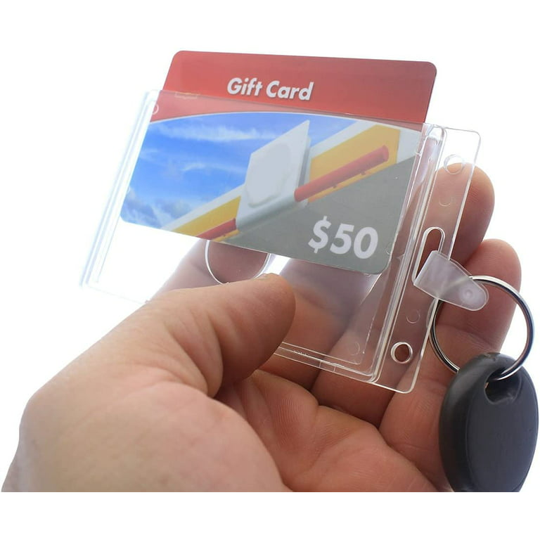 Specialist ID 2 Pack - Rigid Fuel Card Holder with Key Ring - Clear Hard Plastic Card Protector Keychain for Fleet, GAS Cards, Company Cars and More by Specialist