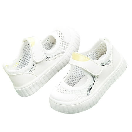 

LIZENG Toddler Kids Little Girls Lightweight Leather Mesh Sneakers Cute Breathable Net Design Walking Sandals Flat Bottom Shoes