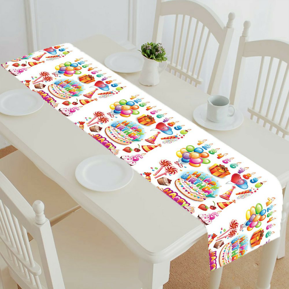 ECZJNT Happy birthday set table runner table cloth tea table cloth