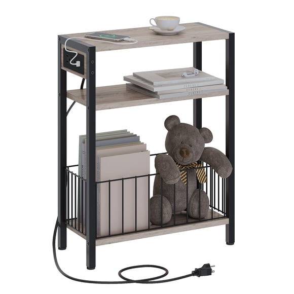 Mesa auxiliar TRIFEBLE Narrow con estación de carga de color gris