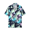 thumbnail image 7 of ZCFZJW Men's Hawaiian Shirt Big and Tall Regular Fit Casual Short Sleeve Floral Button Down Graphic T-Shirts Tropical Holiday Beach Vacation Tees Tops Light Blue M, 7 of 7
