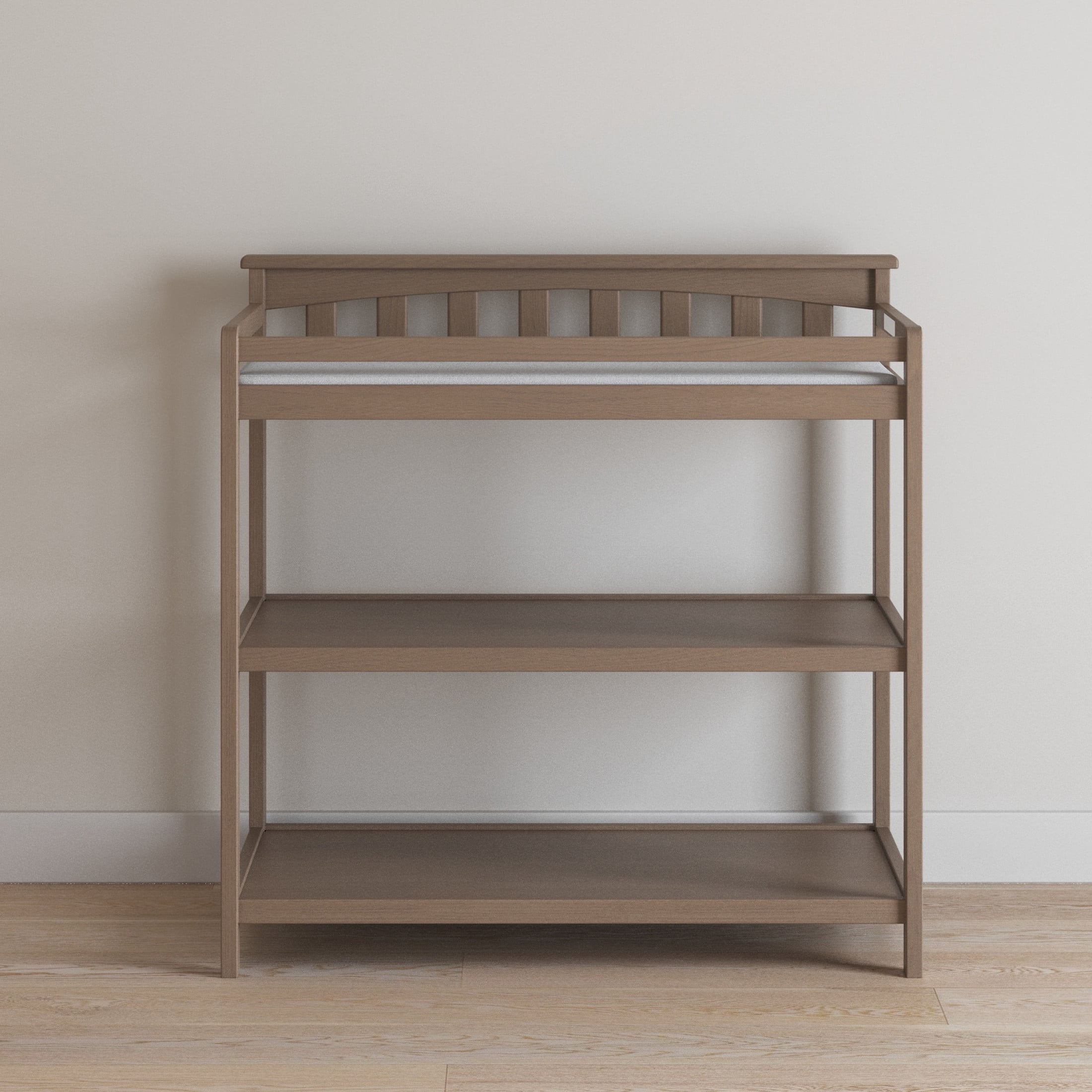 Child Craft Hampton Flat Top Crib and Changing Table Nursery Set, 4-in-1 Convertible, Dusty Heather, 2-Piece