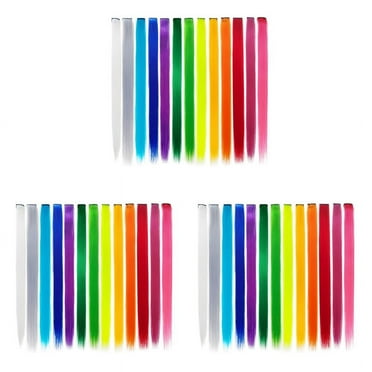 39 Pcs Colored Colorful Clip in Hair Extensions 55cm Straight Synthetic Hairpieces, Rainbow