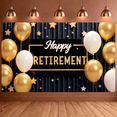 thumbnail image 5 of Golden Theme Retirement Banner Black Background Happy Retirement Display Shiny Stars Balloon Decor Retirement Party Backdrop for Retirement Party Farewell Event Office Celebration, 5 of 9