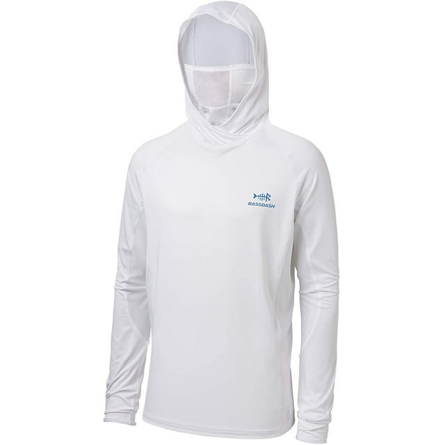 JEW UPF 50+ Chemise de Pêche à Manches Longues pour Hommes avec Masque Col UV Chandail à Capuchon