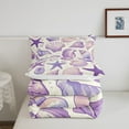 thumbnail image 3 of Starfish Seashell Comforter Set Full,Purple Coastal Animal Bedding Sets,Sea Shell Conch Quilted Duvet,Ocean Sea Life Down Comforter Summer Themed Bedroom Decor with 2 Pillow Cases, 3 of 5
