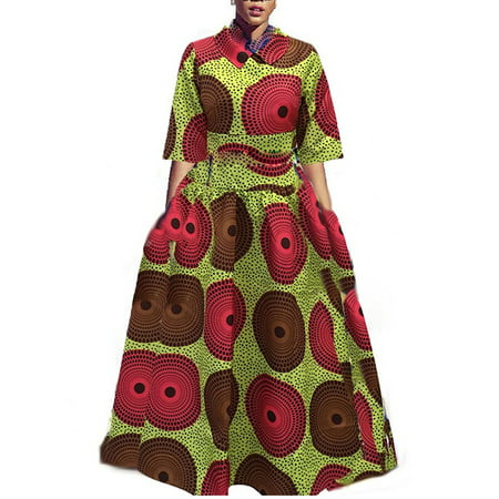 Women African Printed Floral Maxi Dress (Best African Attire Dresses)
