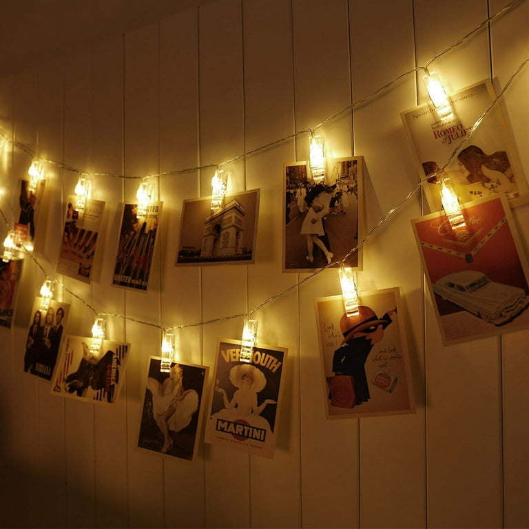 Casewin 40 LED Photo Clips String Lights, Battery Design, Fairy Twinkle  Wedding Party Christmas Home Decor Lights for Hanging Photos Pictures Cards