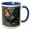 Blue/White, variant on 3drose, Rooster Chicken William Morris Style Botanical Red Green Farm Bird, 11oz Two-tone Red Mug