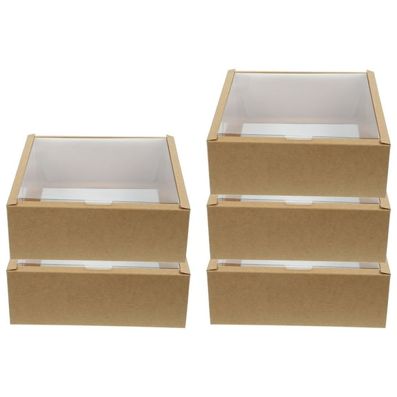 HOMEMAXS 5pcs Paper Gift Boxes Party Favors Clear Window Gift Packaging Box for Wedding Birthday