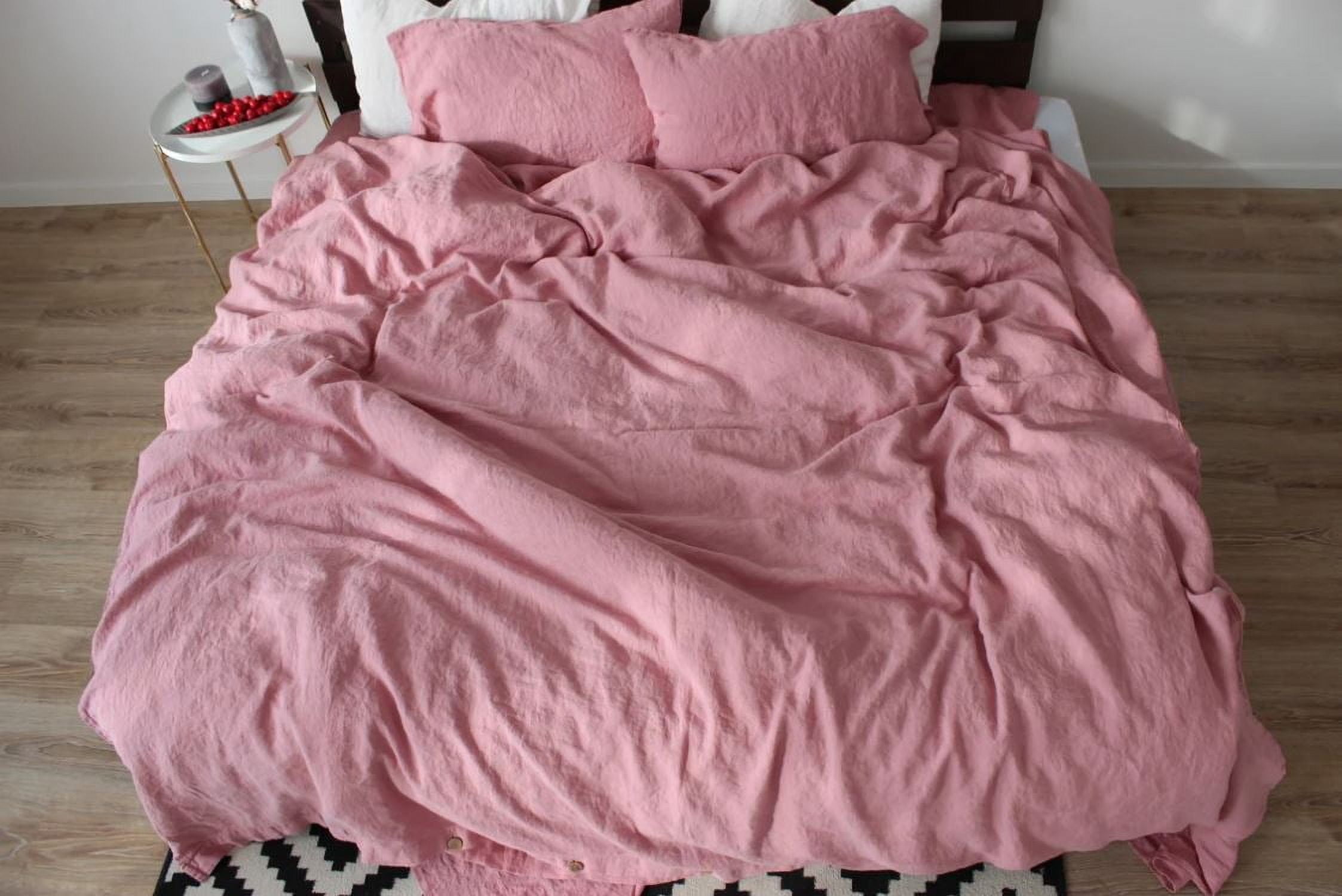 Pavish Export Cotton Duvet Cover in Dusty Pink Stonewashed Cotton Bedding Set Full