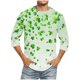 thumbnail image 1 of Camisetas de Manga Larga de Algodón Cuarto de Manga Cuello Redondo con Impresión Del Día de San Patricio, Moda Casual, 1 of 8