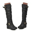 thumbnail image 4 of B91xZ Bottes pour Femmes Mode Talon Bas Fermeture Éclair Mi-Mollet Chaussures, Noir 7.5, 4 of 5