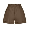 thumbnail image 5 of Htigea Women's Linen Shorts Summer Ruffled Elastic Waist Drawstring Shorts Wide Leg Roll Hem Short Pants Solid Casual Loose Fit Shorts with Pockets Coffee S, 5 of 6