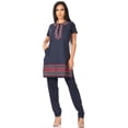 thumbnail image 5 of Sakkas Maria Women's Casual Tunic Kurta Knit Plain Embroidered Kurti Pant Set Soft - Midnight Blue - L, 5 of 5