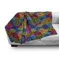 thumbnail image 3 of Funky Soft Flannel Fleece Throw Blanket, Grunge Murky Sketchy Geometric Forms with Hand Drawn Lines Image Artwork, Cozy Plush for Indoor and Outdoor Use, 70" x 90", Multicolor, by Ambesonne, 3 of 6