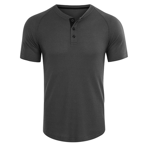 EGNMCR Short Sleeve Shirts for Men Summer Casual T-shirt, Men's Plus Size Shirts Solid Color Short Sleeve T-Shirts Button-Up Shirts,