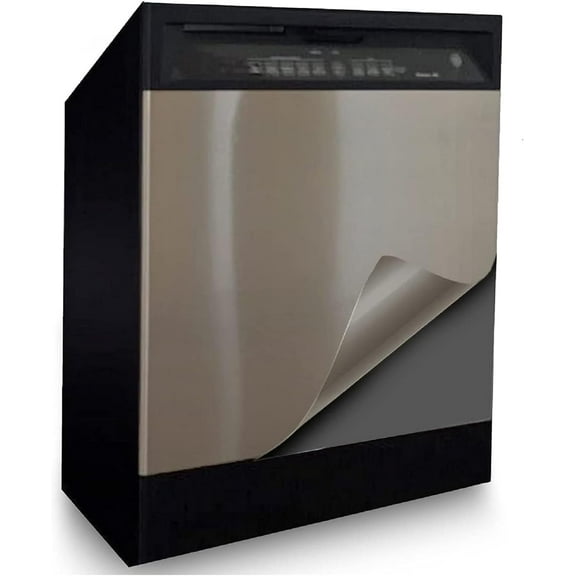 EZ Faux Decor Peel and Stick Stainless Steel Wallpaper Contact Paper to Update Dishwasher Front Door Panel Cover Wrap 26" X 36" Waterproof Durable (Trimmable)
