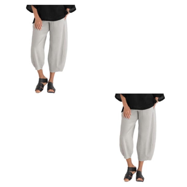 Minnieouse Pantalones transpirables de algodón y lino con cintura elástica para informal, pantalones holgados para mujer, camisetas anchas sin Type2 NO2