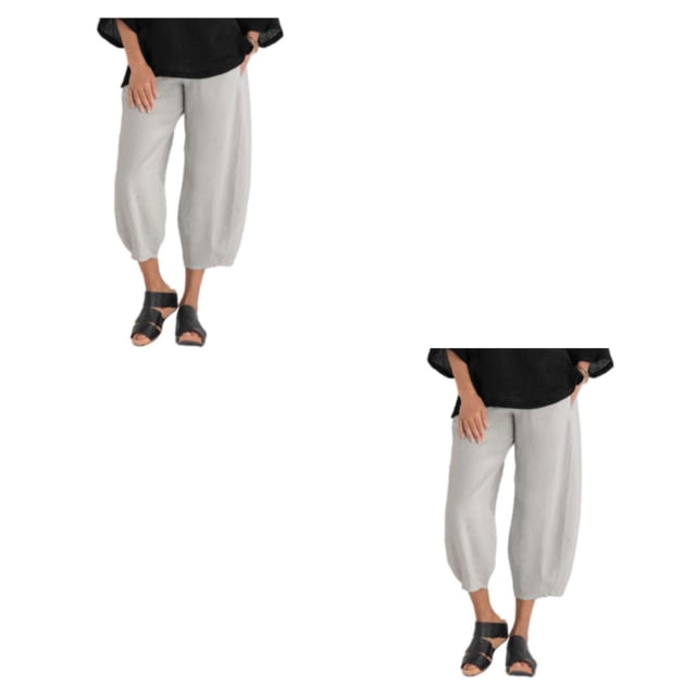 Qarigey Pantalones transpirables de algodón y lino con cintura elástica para ropa informal Pantalones de poliéster con cintura elástica Type1 NO1