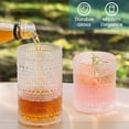 thumbnail image 5 of GPED 14 oz Vintage Hobnail Drinking Glasses and 12 oz Hobnail Glass Cups Set of 8, Embossed Water Tumbler, Beaded Glassware, Highball Glasses for Whiskey, Juice, Water, Beer, 5 of 7