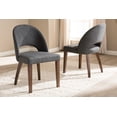 thumbnail image 1 of Baxton Studio Wesley Mid-Century Silla de comedor moderna de madera con acabado de nogal tapizado de tela gris oscuro (juego de 2) Baxton Studio Wesley-Dark Grey-DC, 1 of 2