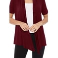 thumbnail image 6 of Women's Casual Solid Short Sleeve Basic Open Draped Front Cardigan Office Wear, 6 of 6