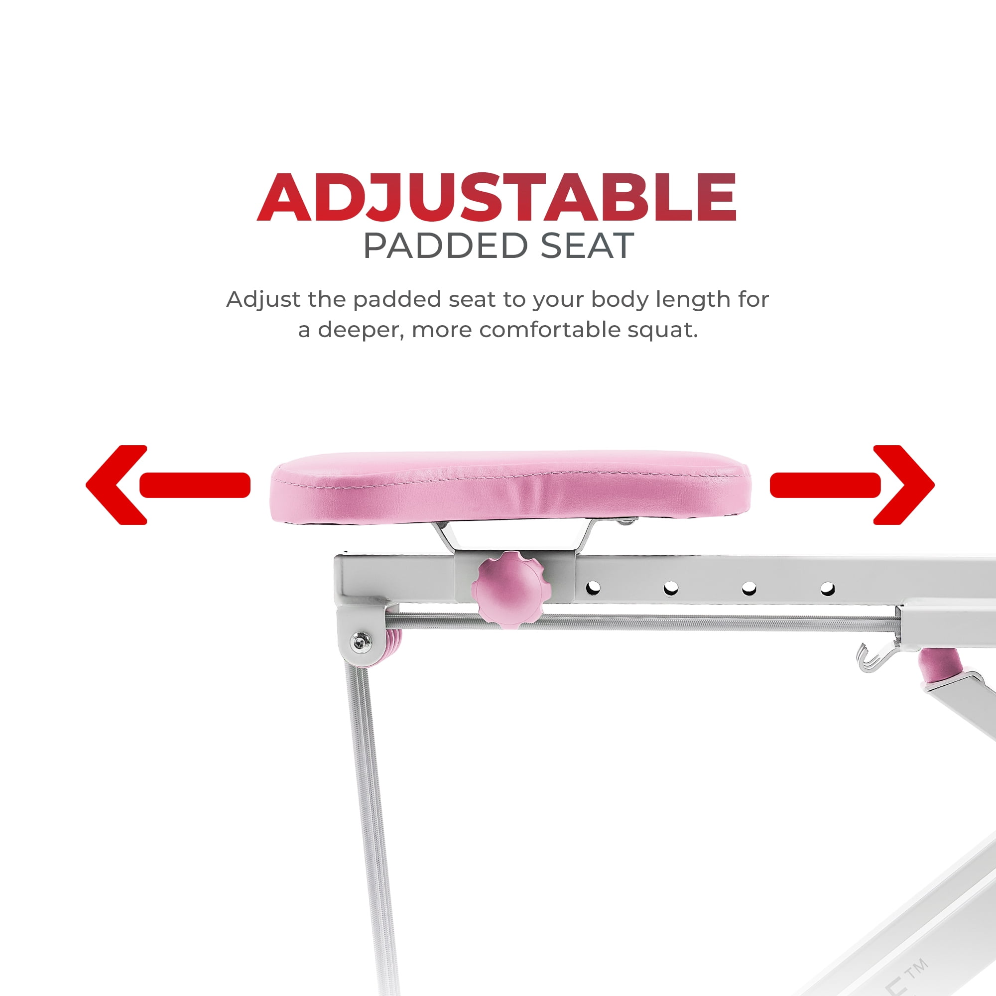 Sunny Health & Fitness SMART Upright Row-N-Ride® Squat Assist Exerciser in Pink w Free SunnyFit App via Bluetooth - P2100