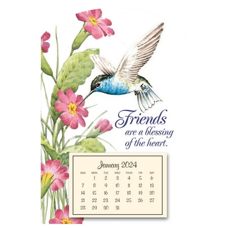 

Mini Magnetic Calendar –Ideal for Refrigerator Filing Cabinet or Tool Box – 4 inches x 6 inches – Hummingbird