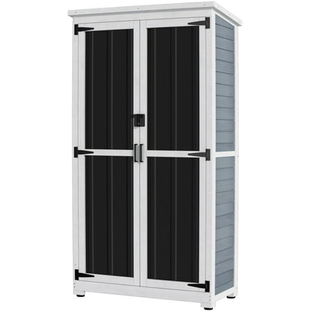 GDLF Outdoor Storage Cabinet Wood & Metal Garden Tool Shed Waterproof Sturdy 66" H