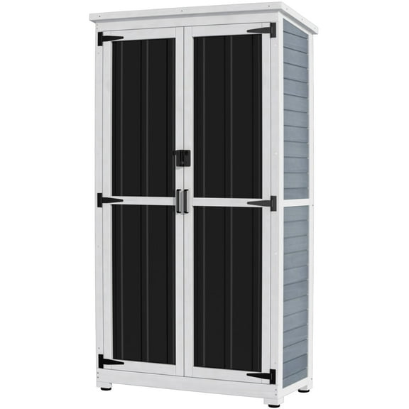 GDLF Outdoor Storage Cabinet Wood & Metal Garden Tool Shed Waterproof Sturdy 66" H