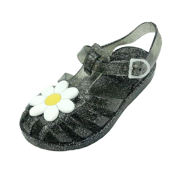 Staki Jelly Shoes for Girls Girls' Cute Sparkle Sandals Fancy Dress Up Jelly Party Dancing Cosplay Shoes(Black,13.5 Little Kid)
